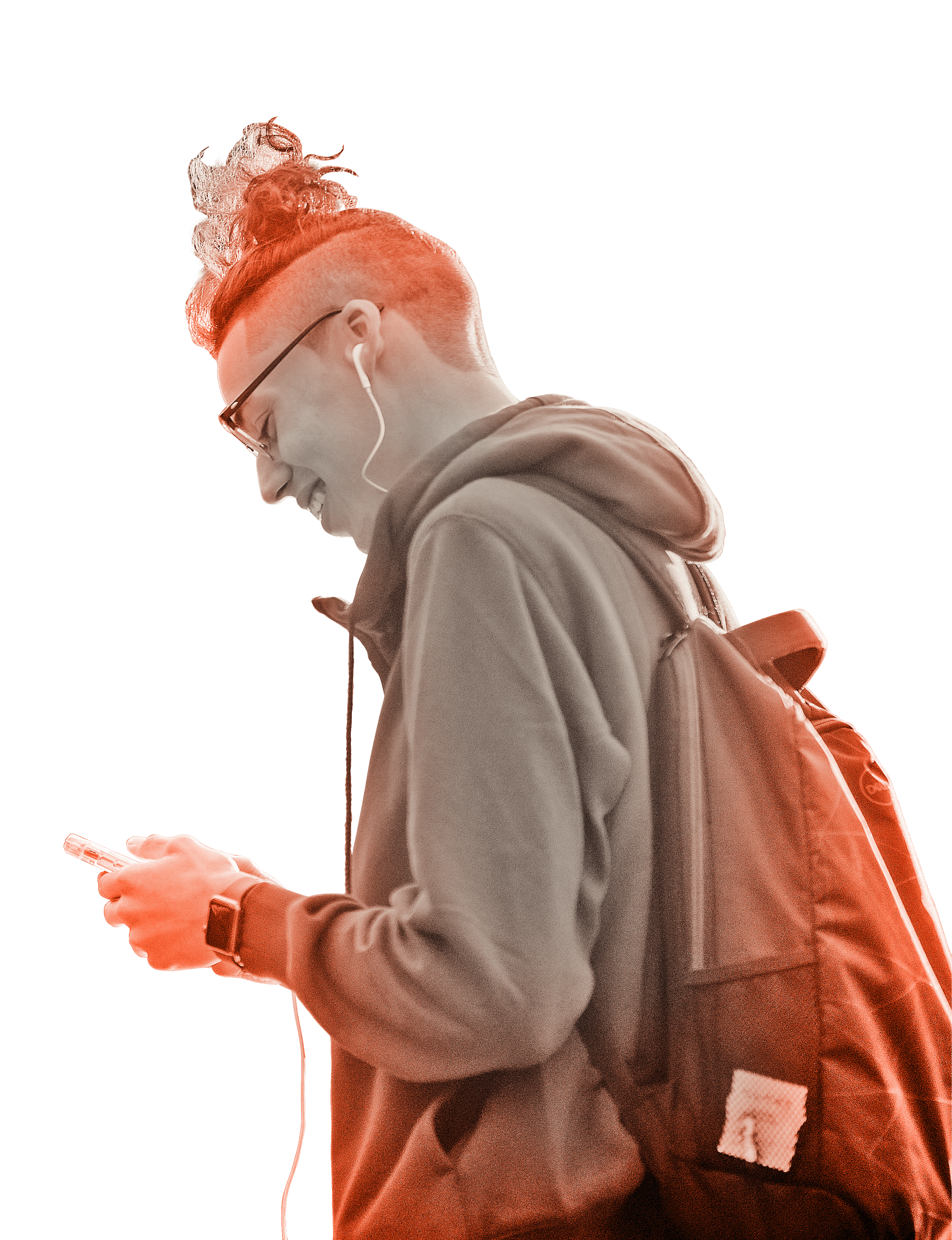 Young Man Texting on Phone