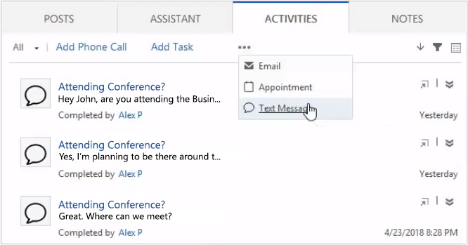 Microsoft Dynamics dashboard screenshot