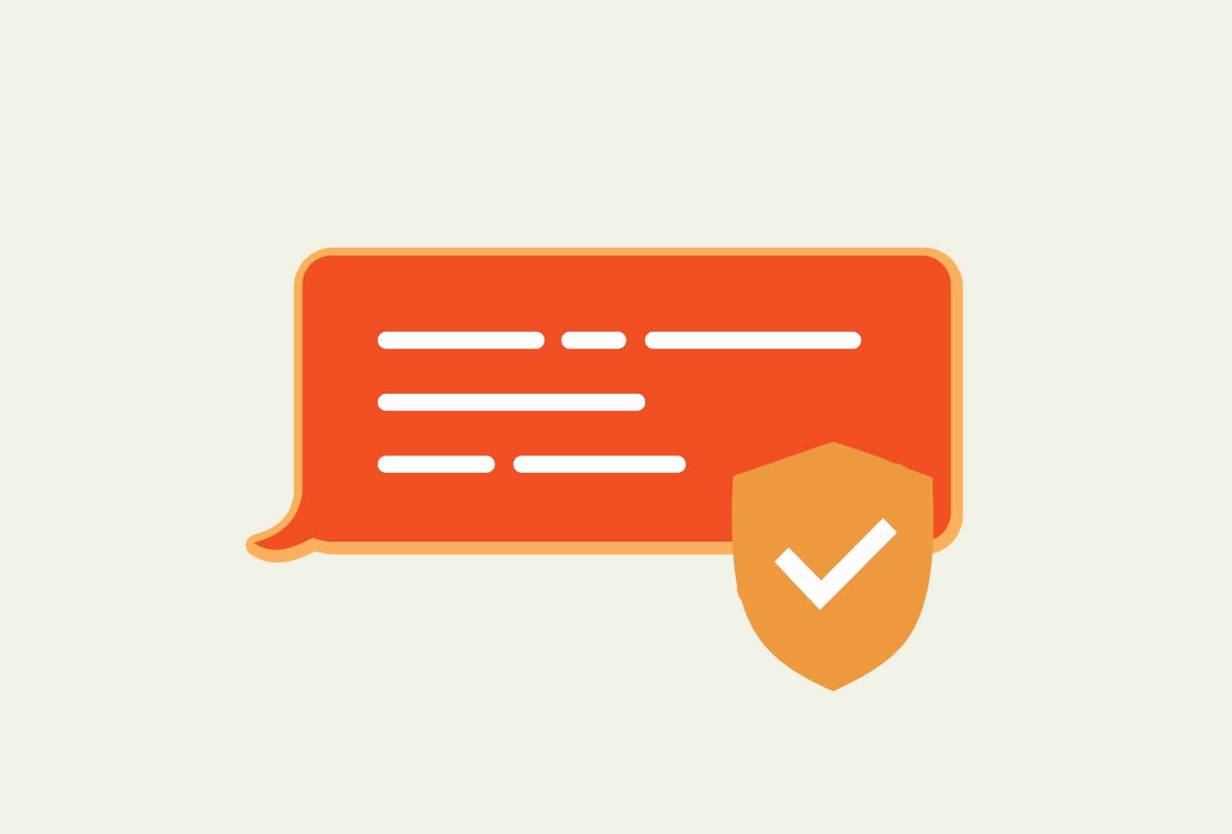 A text message with a badge and check mark indicating SMS marketing compliance.