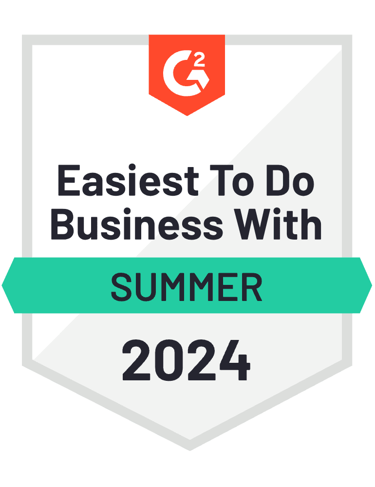 G2 awards badge summer 2024 easiest to do business with