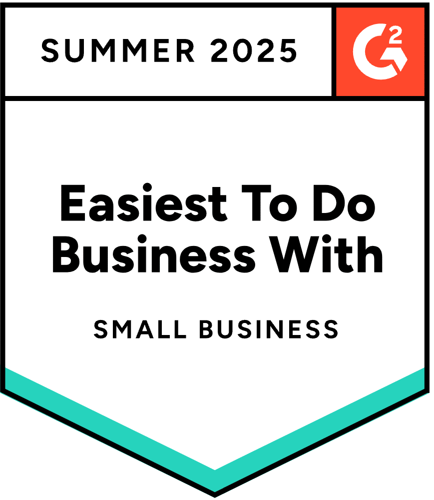 G2 awards badge summer 2025 easiest to do business with small business.