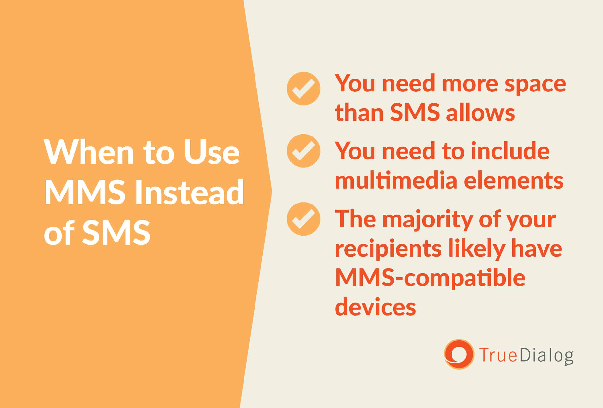 A list of reasons to use MMS instead of SMS when sending a long text message.