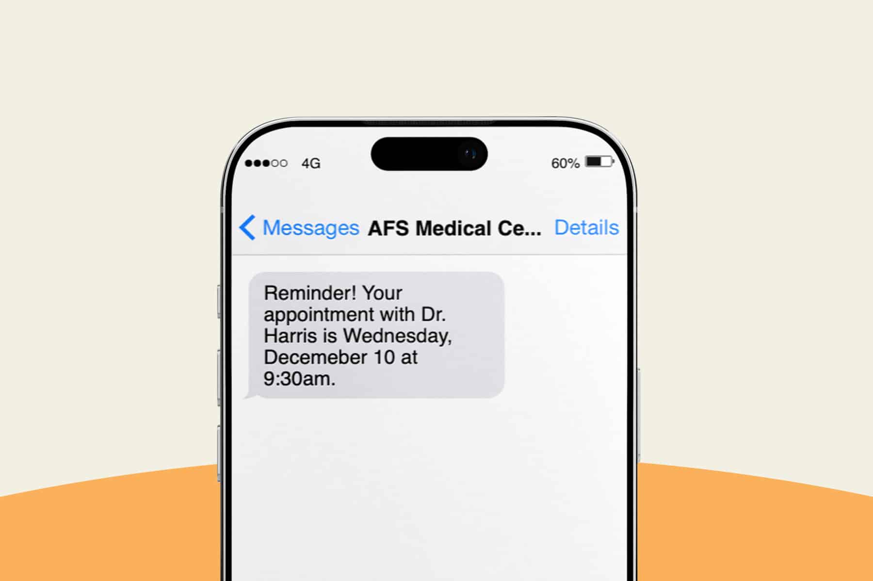 Doctors appointment reminder text message.