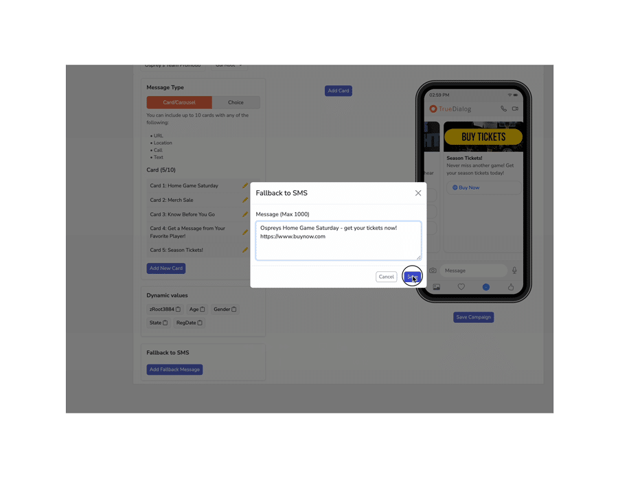 SMS fallback in the RCS Composer