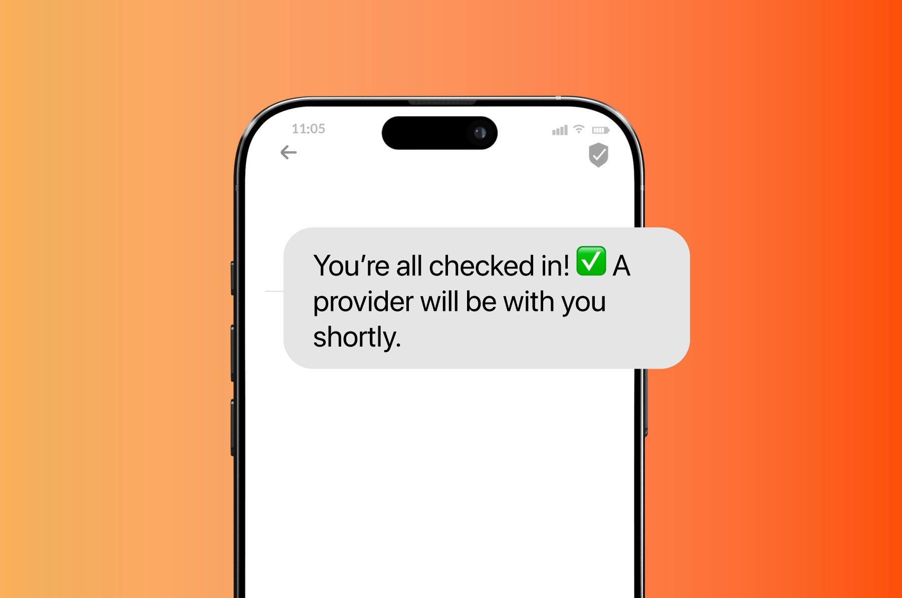Check-in text message with emoji